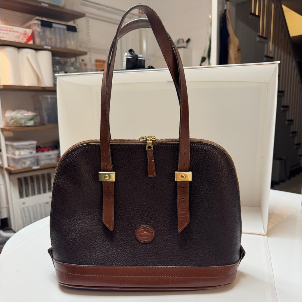 Vintage Dooney & Bourke • Leather Shoulder Bag • Green Interior